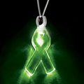 Light Up Necklace - Acrylic Ribbon Pendant - Green